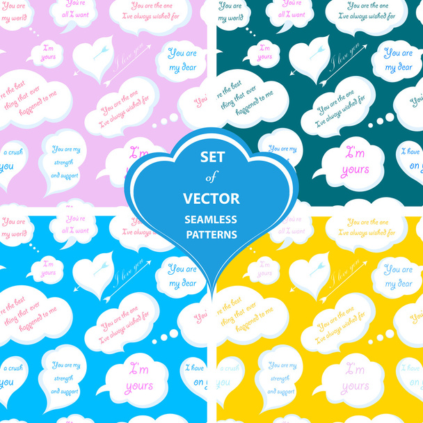Set of seamless patterns for Valentine's Day - Vetor, Imagem