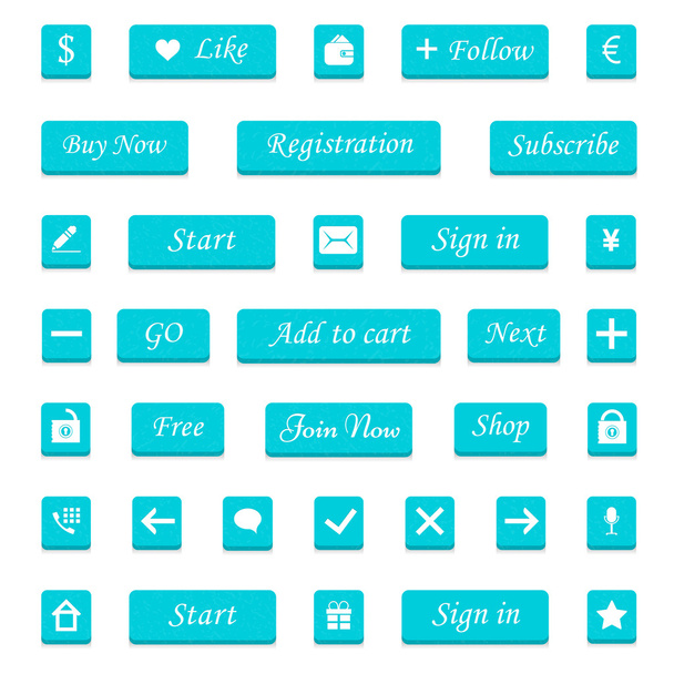 Vector set of cyan buttons and web elements for design websites  - Vector, Image