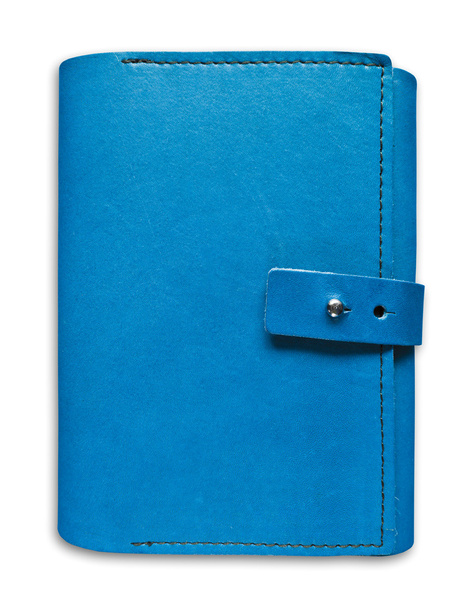 Blue leather case notebook isolated - Foto, afbeelding
