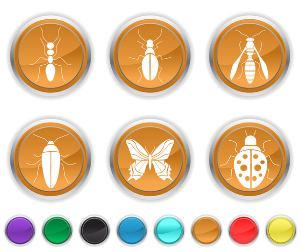 Ícones de bugs, cada ícone de cor é definido em uma camada diferente
 - Vetor, Imagem