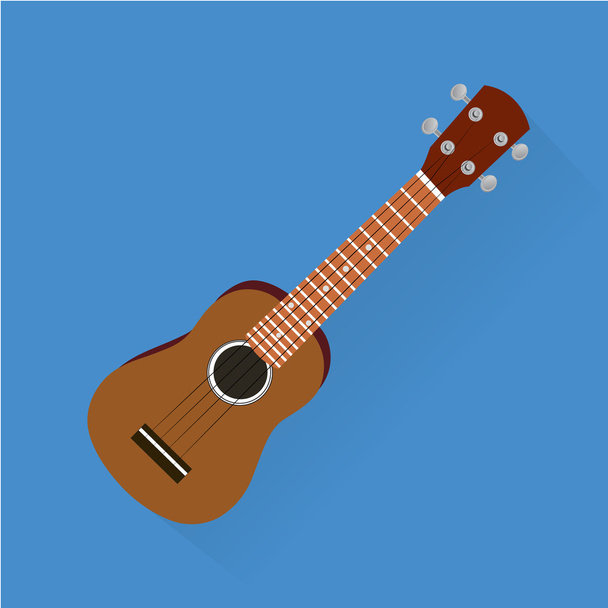 Плоская икона гавайского укулеле с тенью
 - Вектор,изображение