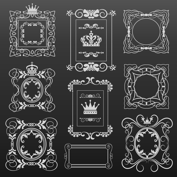 Elementos decorativos. Set de marcos caligráficos vintage para diseño. Imagen vectorial
. - Vector, Imagen