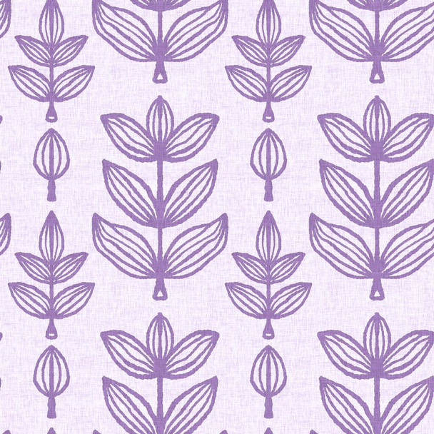 Gender neutral purple botanical foliage seamless raster background. Simple whimsical 2 tone pattern. Kids floral nursery wallpaper or scandi all over print - Foto, afbeelding