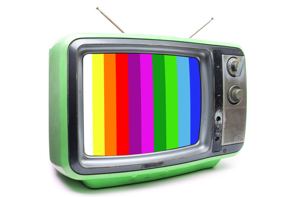 Verde Vintage TV su sfondo bianco
 - Foto, immagini