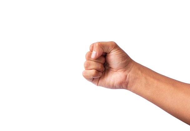 clenched side fist up on white background in good quality - Photo, image