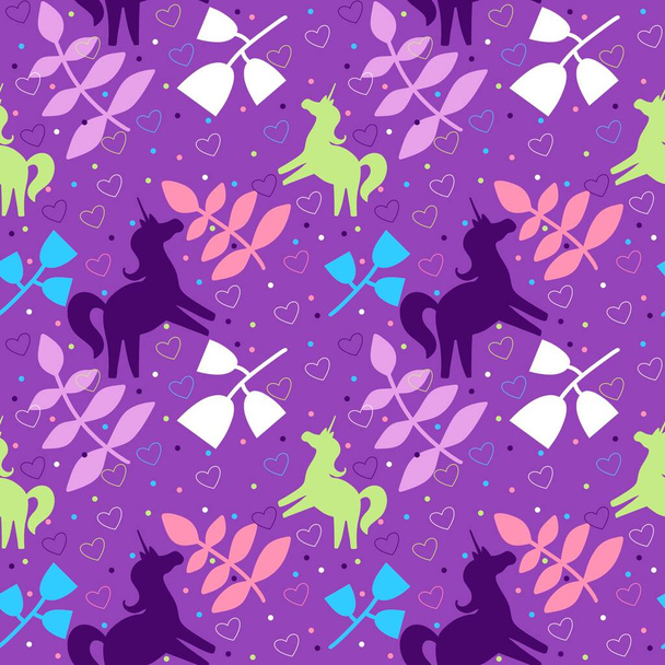 Cartoon animals seamless unicorn and flower pattern for wrapping paper and fabrics and linens and packaging and kids clothes print and kindergarten. High quality illustration - Fotó, kép