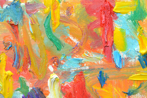 Color de la vida. Ambiente expresionista, textura Pintura de pincel dibujado vívido óleo colorido sobre lienzo. - Foto, Imagen