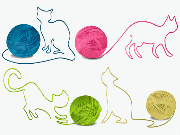 Абстрактные шерстяные кошки
 - Вектор,изображение