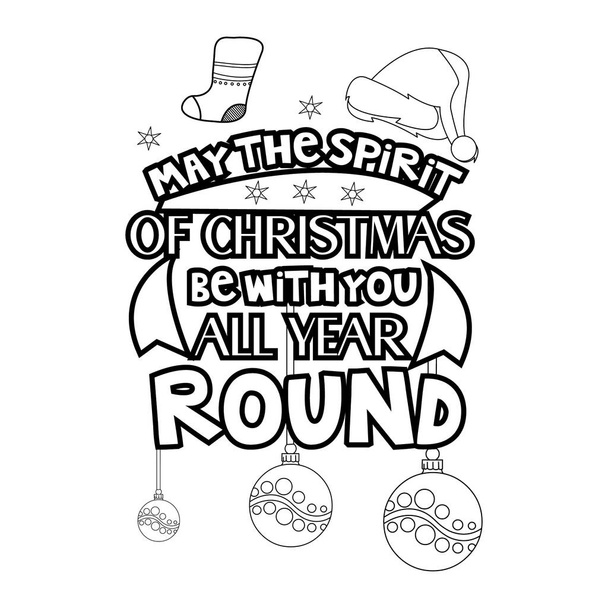 Merry Christmas Coloring page. Christmas line art coloring page design for kids. - Vecteur, image