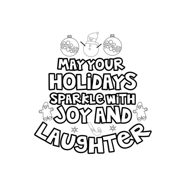Merry Christmas Coloring page. Christmas line art coloring page design for kids. - Vetor, Imagem