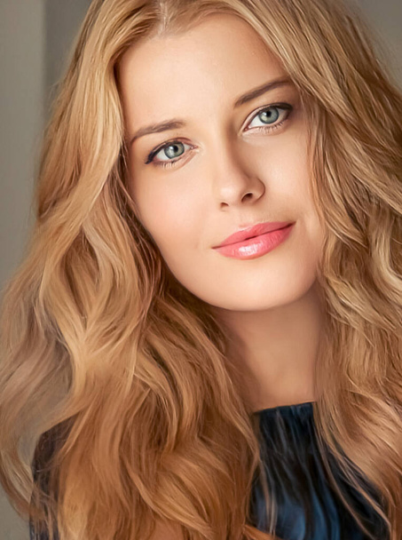 Beauty and femininity, beautiful blonde woman with long blond hair, natural portrait closeup - Foto, Imagem