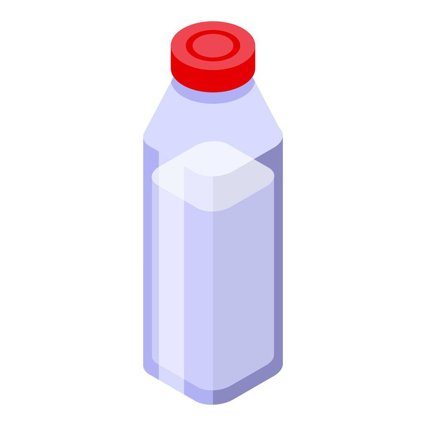 Milk glass bottle icon isometric vector. Ice breakfast. Farm cow - Vector, Imagen