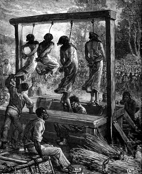 A quadruple execution in Mauritius, vintage engraving - Photo, Image