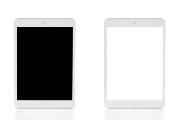 Fehér tabletta számítógép, színes illusztráció  - Fotó, kép