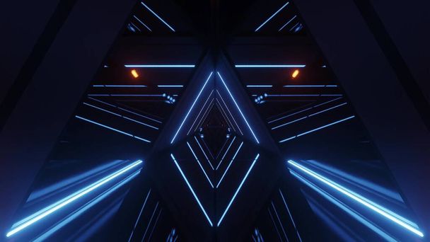 Abstract futuristic illustration of neon geometric tunnel - Foto, Imagem