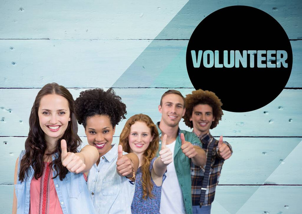 digital composite of volunteers thumbs up - Photo, Image
