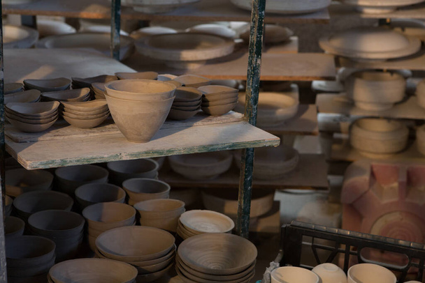 Earthen pots kept in shelf - Photo, Image