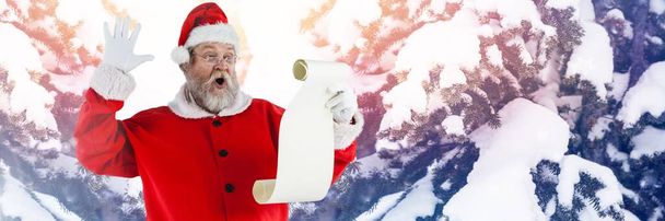 Santa with Winter landscape reading list - Фото, зображення