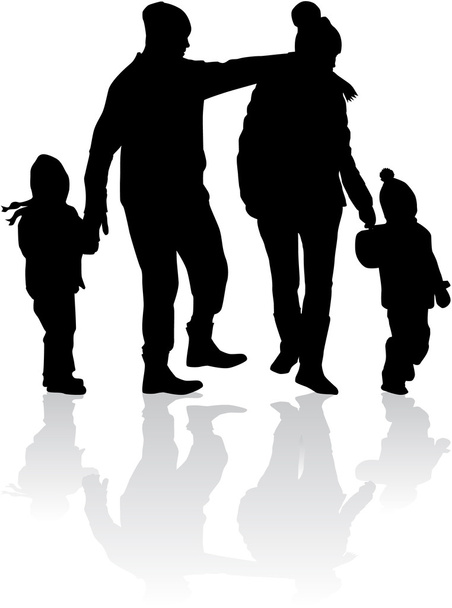 Family silhouettes - Vector, Image