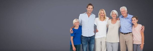 Familiengenerationen mit grauem Hintergrund - Foto, Bild