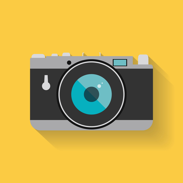 Flat retro photo camera web icon - Vector, afbeelding