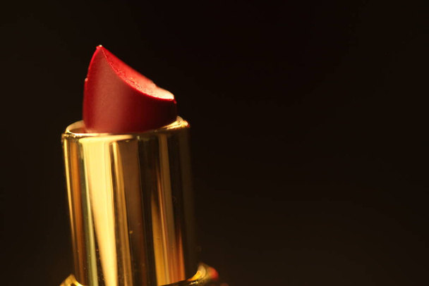 red Lipstick close up, makeup cosmetics - Photo, Image