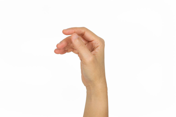 ruka ukazující gesto izolované přes bílé pozadí  - Fotografie, Obrázek