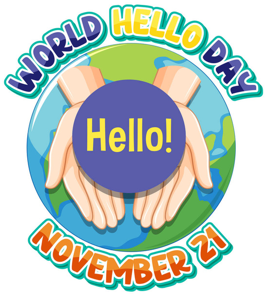 World hello day banner design illustration - Vector, Image