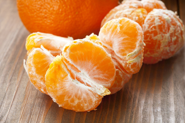 Fresh tangerines on wooden table - Photo, Image