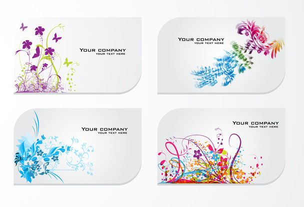Set of abstract colorful floral gift cards - Вектор,изображение
