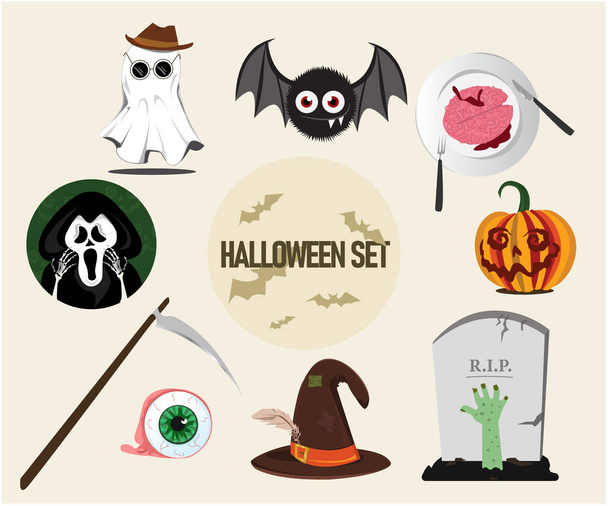 Halloween set - illustrations for celebrating - Vektör, Görsel
