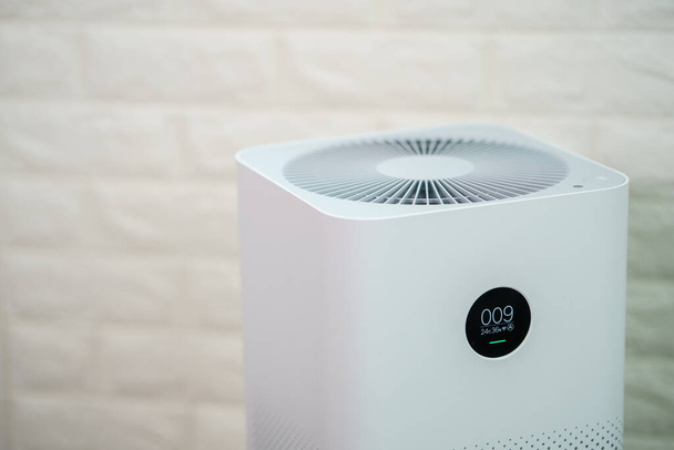 Closeup of  Air purifier with monitor screen, show air quality  - Photo, Image