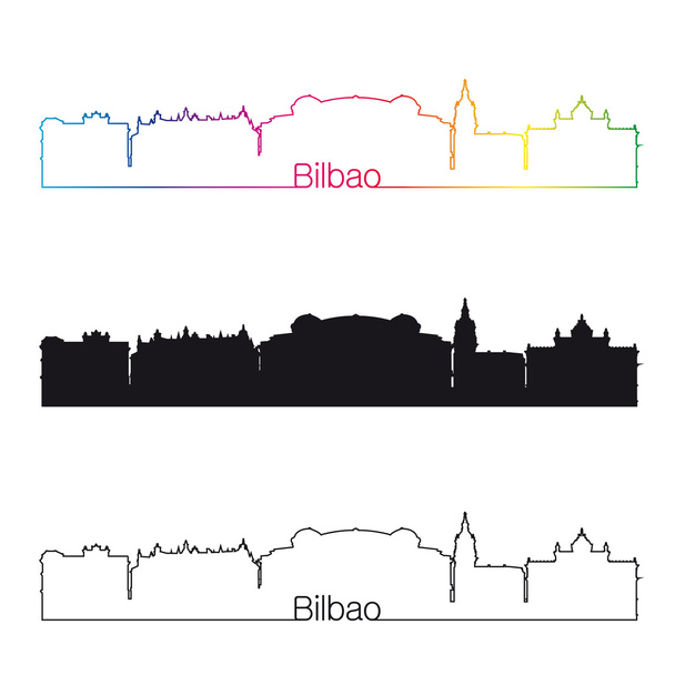 Bilbao skyline linear style with rainbow - Vector, Image