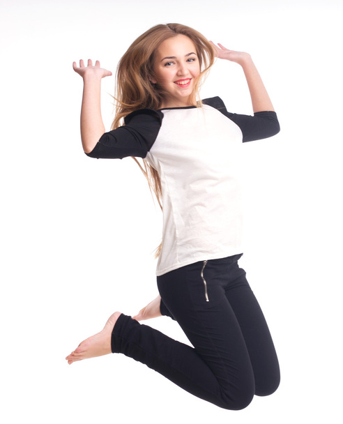 sensual young girl is jumping - Фото, изображение