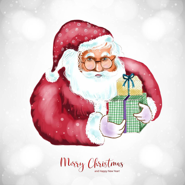 Καλά Χριστούγεννα και Καλή Χρονιά ευχετήρια κάρτα με φόντο Σάντα Claus χειμώνα - Διάνυσμα, εικόνα