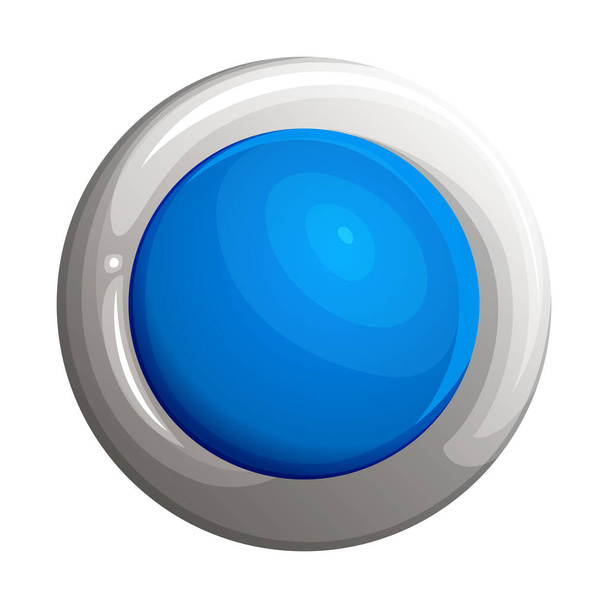 botón redondo azul sobre fondo blanco - Foto, Imagen