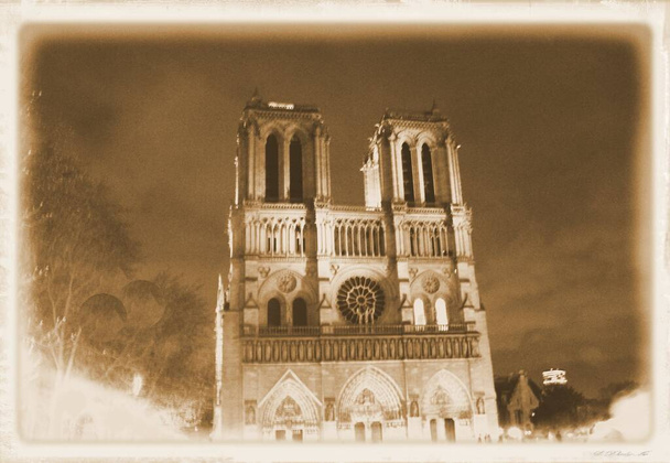 Notre Dame katedrális Párizsban vintage fotó kártya - Fotó, kép