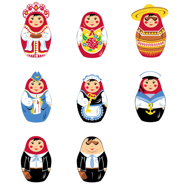 Matryoshka russian doll icon set - Вектор, зображення