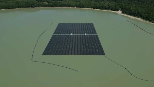 5,800 solar panels are combined to Germanys largest floating photovoltaic system located in Haltern, North rhine westphalia. The installation is the size of 2 soccer fields and in operation since May 2022. - Footage, Video