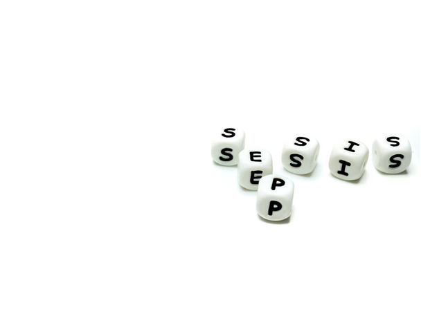 alphabet lettres orthographe sepsis sur fond, gros plan - Photo, image