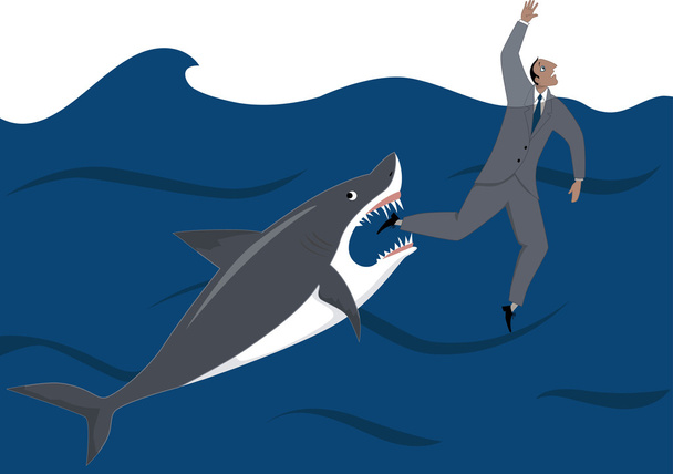 Επιχειρηματίας και καρχαρία - Διάνυσμα, εικόνα