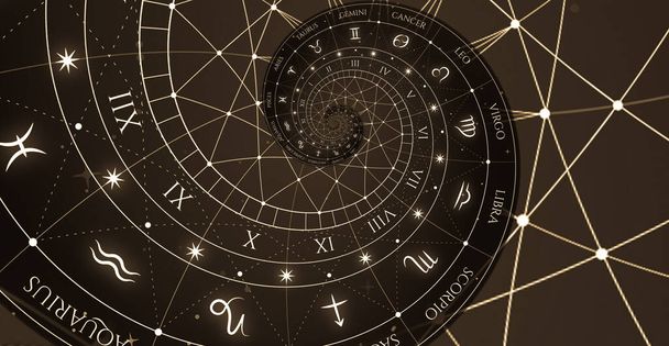 占星術と錬金術のサインの背景イラスト-黒 - 写真・画像