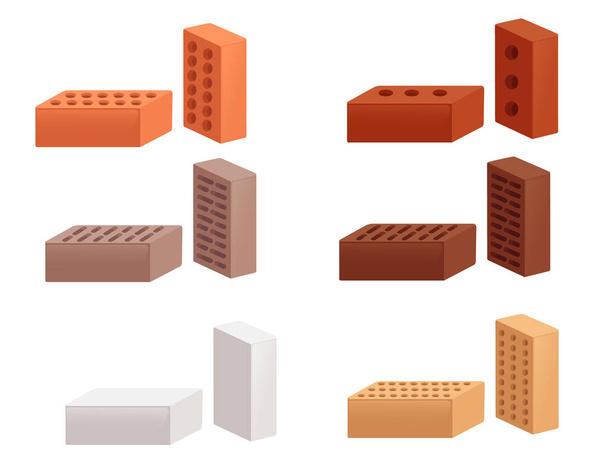 Ensemble de différentes briques de construction illustration vectorielle isolé sur fond blanc. - Vecteur, image