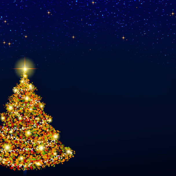 Καλά Χριστούγεννα κείμενο σε μπλε φόντο και έλατο δέντρο . - Φωτογραφία, εικόνα