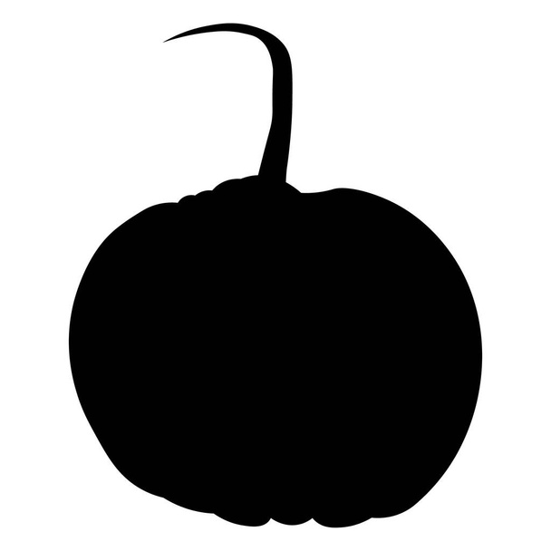 Black pumpkin silhouette icon. Halloween symbol. Autumn october holiday. Trick or treat. Isolated on white background. Vector illustration. - Wektor, obraz