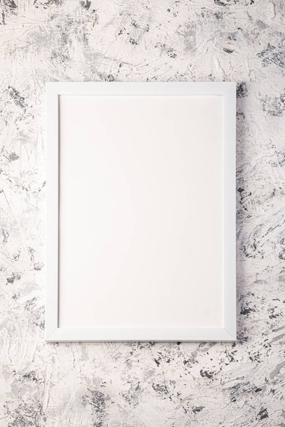 White empty template picture frame on textured bright, grey colors - Photo, Image