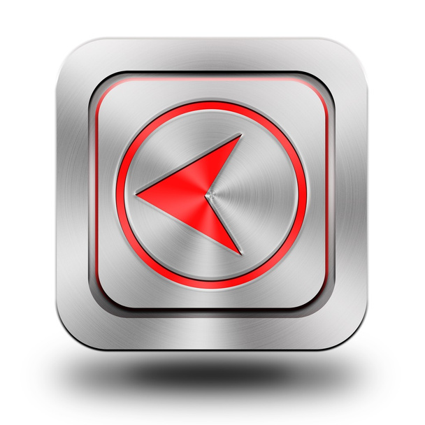 Seta para trás ícone de alumínio brilhante, botão, sinal
 - Foto, Imagem