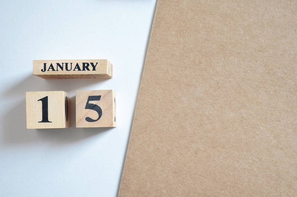 деревянный календарь с месяцем января, концепция планирования - Фото, изображение