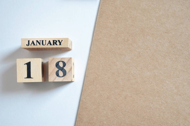 wooden calendar with month of January, planning concept - Photo, image