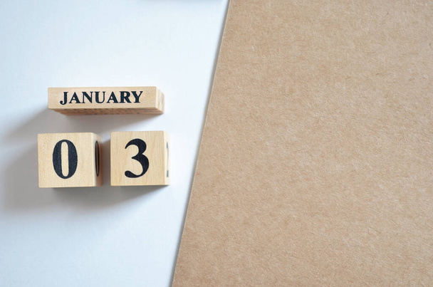 calendário de madeira com mês de janeiro, conceito de planejamento - Foto, Imagem